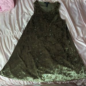 Green crushed velvet dress